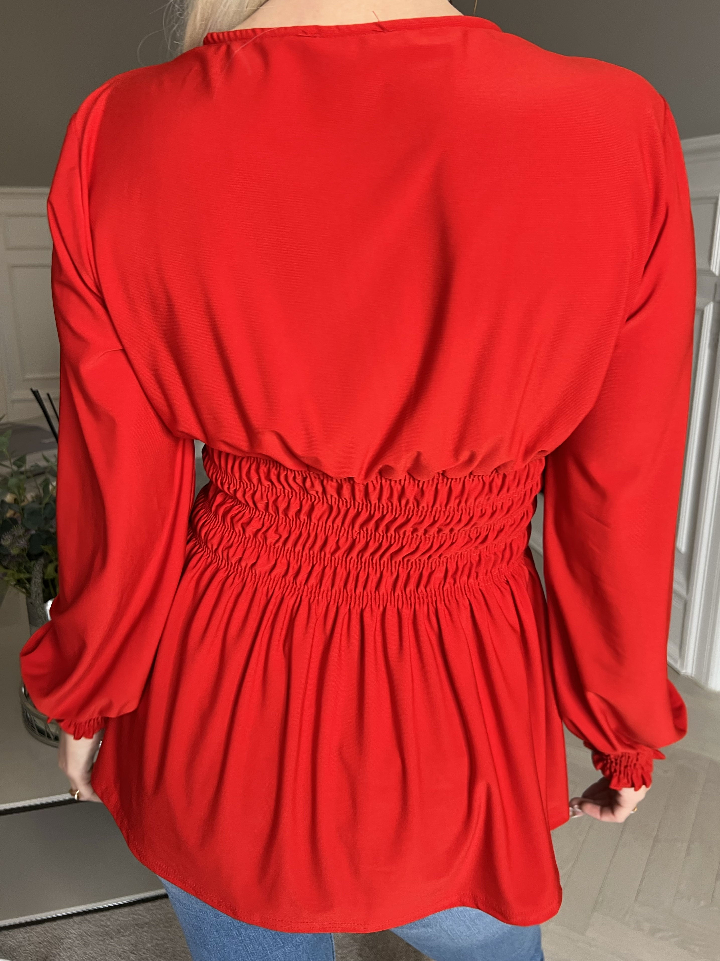 Pams Plain Shirt L/S - Bluse i elastisk stof med lange ærmer